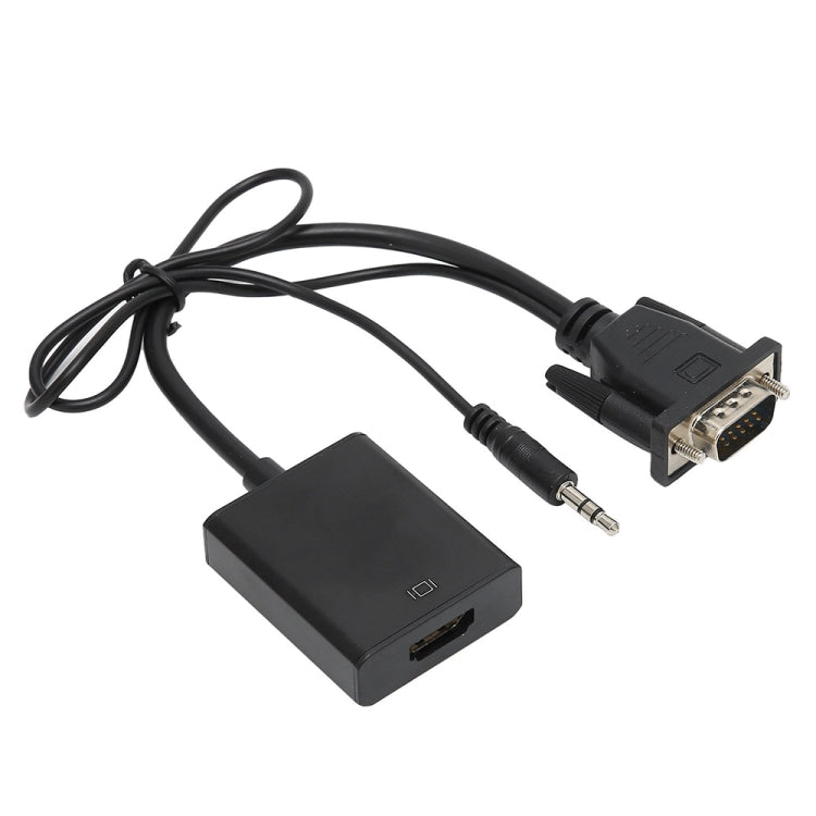 อะแดปเตอร์กล่องแปลงวิดีโอ VGA + เสียงเป็น Full HD 1080P HDMI สำหรับ HDTV, HDMI Female to VGA Male + Adudio Black