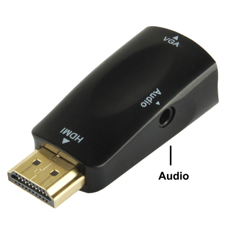 Full HD 1080P HDMI เป็น VGA และอะแดปเตอร์เสียงสำหรับ HDTV / Monitor / Projector, HDMI Male to VGA + Audio (Black)