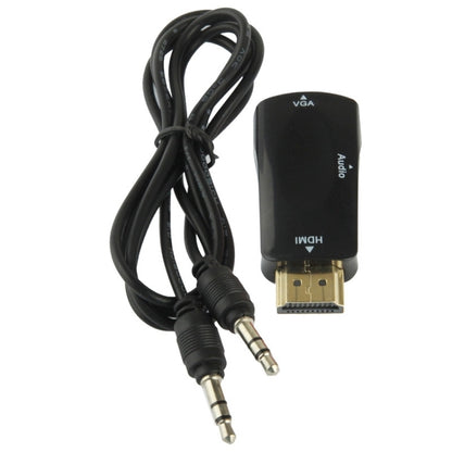 Full HD 1080P HDMI เป็น VGA และอะแดปเตอร์เสียงสำหรับ HDTV / Monitor / Projector, HDMI Male to VGA + Audio (Black)