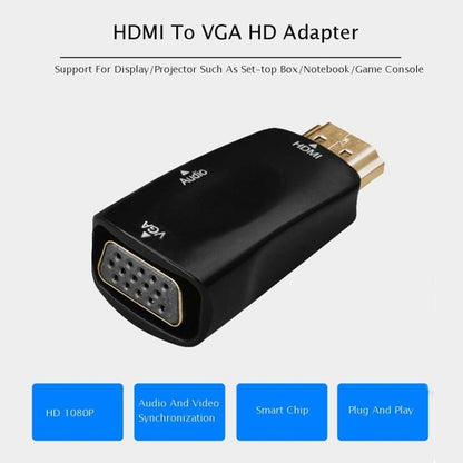 Full HD 1080P HDMI เป็น VGA และอะแดปเตอร์เสียงสำหรับ HDTV / Monitor / Projector, HDMI Male to VGA + Audio (Black)