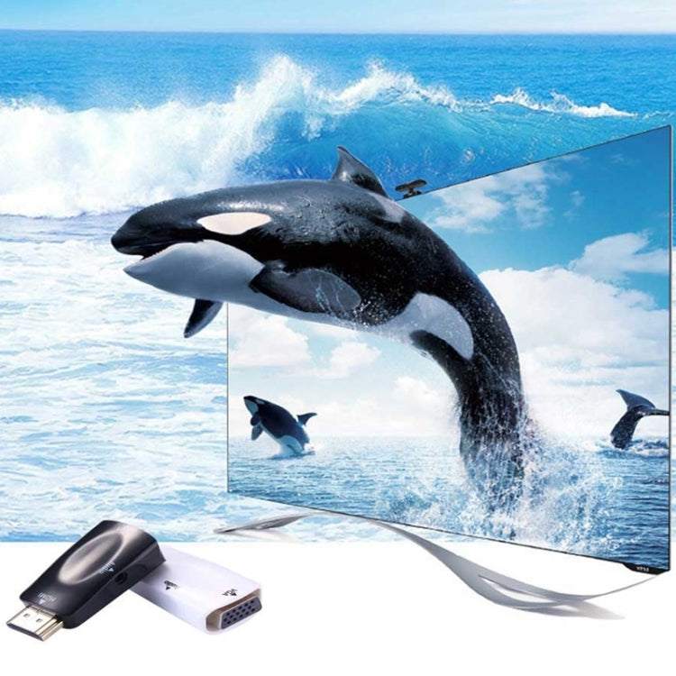 Full HD 1080P HDMI เป็น VGA และอะแดปเตอร์เสียงสำหรับ HDTV / Monitor / Projector, HDMI Male to VGA + Audio (Black)
