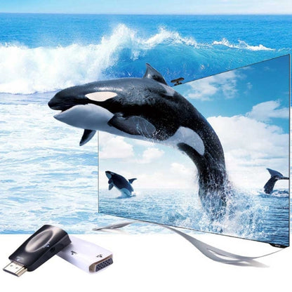 Full HD 1080P HDMI เป็น VGA และอะแดปเตอร์เสียงสำหรับ HDTV / Monitor / Projector, HDMI Male to VGA + Audio (Black)