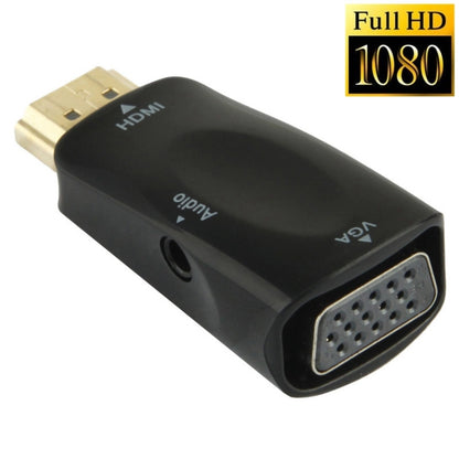 Full HD 1080P HDMI เป็น VGA และอะแดปเตอร์เสียงสำหรับ HDTV / Monitor / Projector, HDMI Male to VGA + Audio (Black)