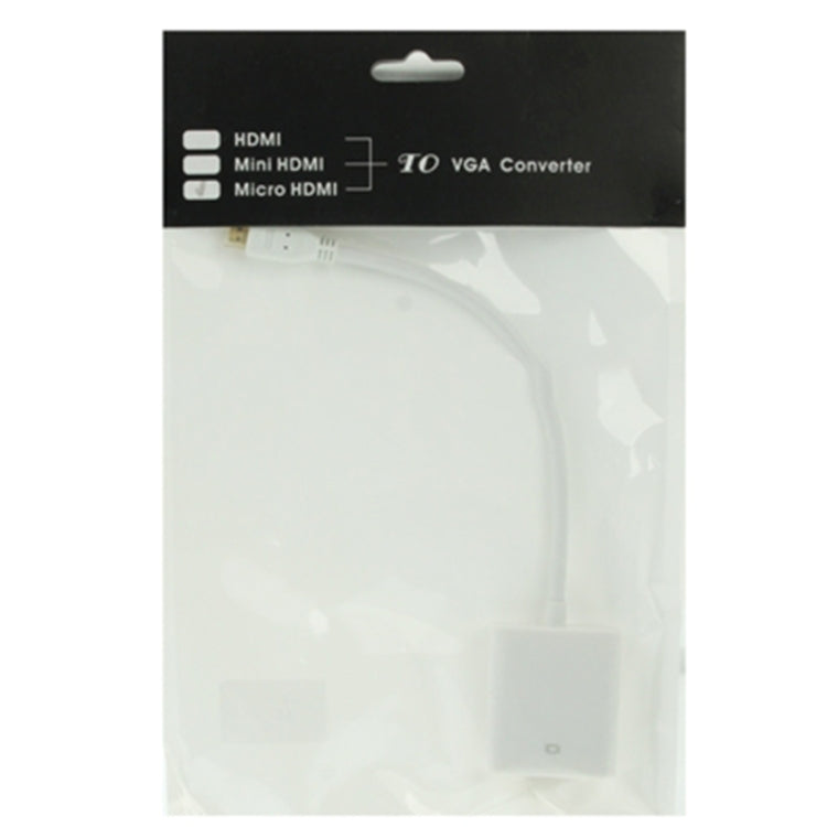 สายเคเบิลอะแดปเตอร์วิดีโอไมโคร HDMI ชายกับหญิง VGA ขนาด 22 ซม. รองรับ Full HD 1080P, Micro HDMI Male to VGA Female