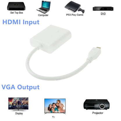 สายเคเบิลอะแดปเตอร์วิดีโอไมโคร HDMI ชายกับหญิง VGA ขนาด 22 ซม. รองรับ Full HD 1080P, Micro HDMI Male to VGA Female