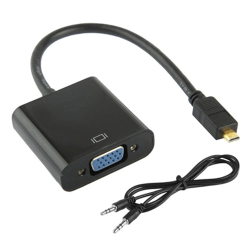 22 ซม.Full HD 1080P Micro HDMI ชายไป VGA หญิงสายอะแดปเตอร์วิดีโอพร้อมสายสัญญาณเสียง, Micro HDMI