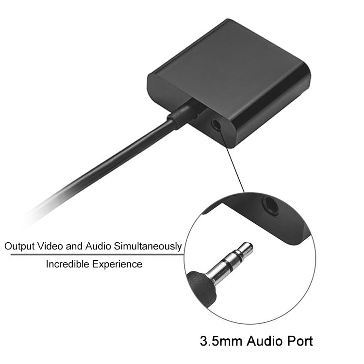 22 ซม.Full HD 1080P Micro HDMI ชายไป VGA หญิงสายอะแดปเตอร์วิดีโอพร้อมสายสัญญาณเสียง, Micro HDMI
