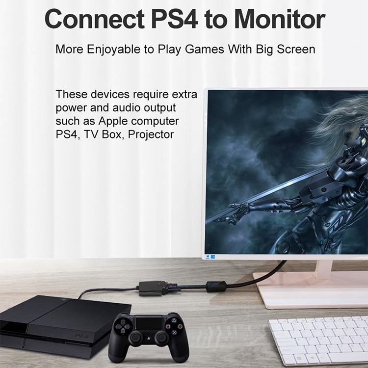 22 ซม.Full HD 1080P Micro HDMI ชายไป VGA หญิงสายอะแดปเตอร์วิดีโอพร้อมสายสัญญาณเสียง, Micro HDMI