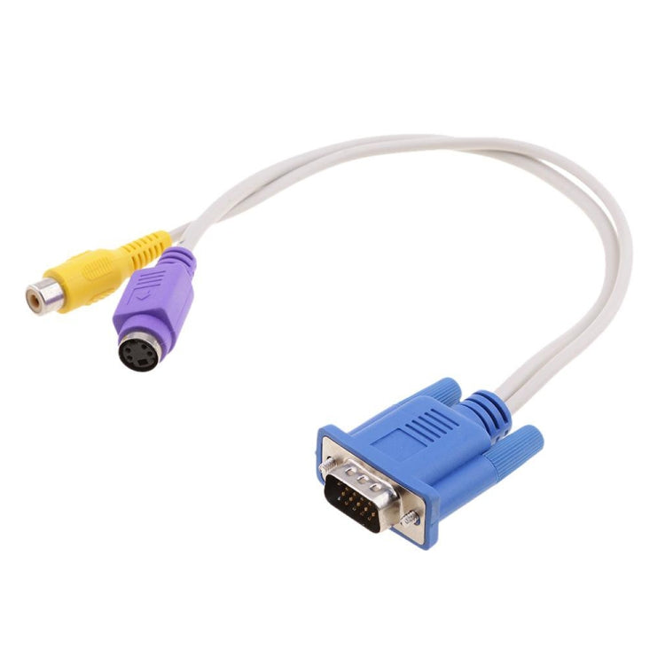 การ์ดแสดงผล VGA ไปยังสายเคเบิลอะแดปเตอร์แสดงผล S-Video และ RCA TV, VGA to S-Video 4pin & RCA