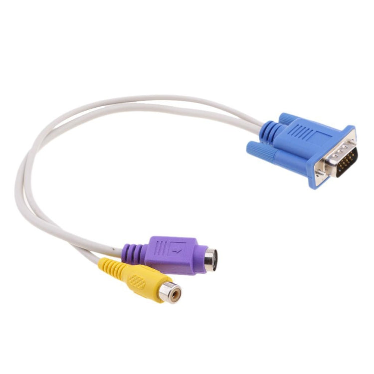การ์ดแสดงผล VGA ไปยังสายเคเบิลอะแดปเตอร์แสดงผล S-Video และ RCA TV, VGA to S-Video 4pin & RCA