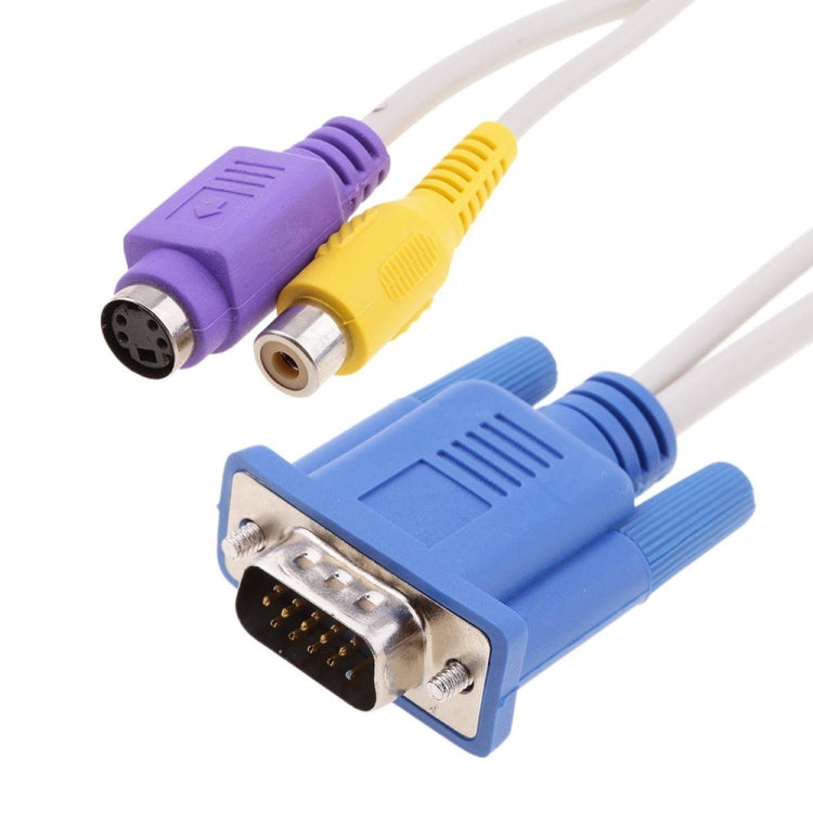 การ์ดแสดงผล VGA ไปยังสายเคเบิลอะแดปเตอร์แสดงผล S-Video และ RCA TV, VGA to S-Video 4pin & RCA