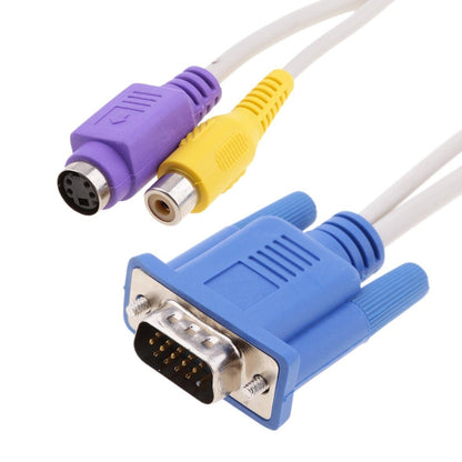 การ์ดแสดงผล VGA ไปยังสายเคเบิลอะแดปเตอร์แสดงผล S-Video และ RCA TV, VGA to S-Video 4pin & RCA