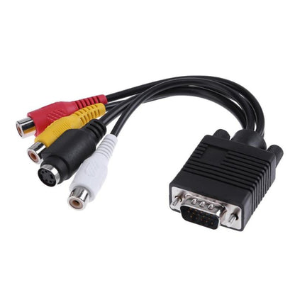 อะแดปเตอร์แปลงสายเคเบิล VGA เป็น S-Video AV RCA TV พร้อมสายสัญญาณเสียง 2 เส้น, VGA to S-Video