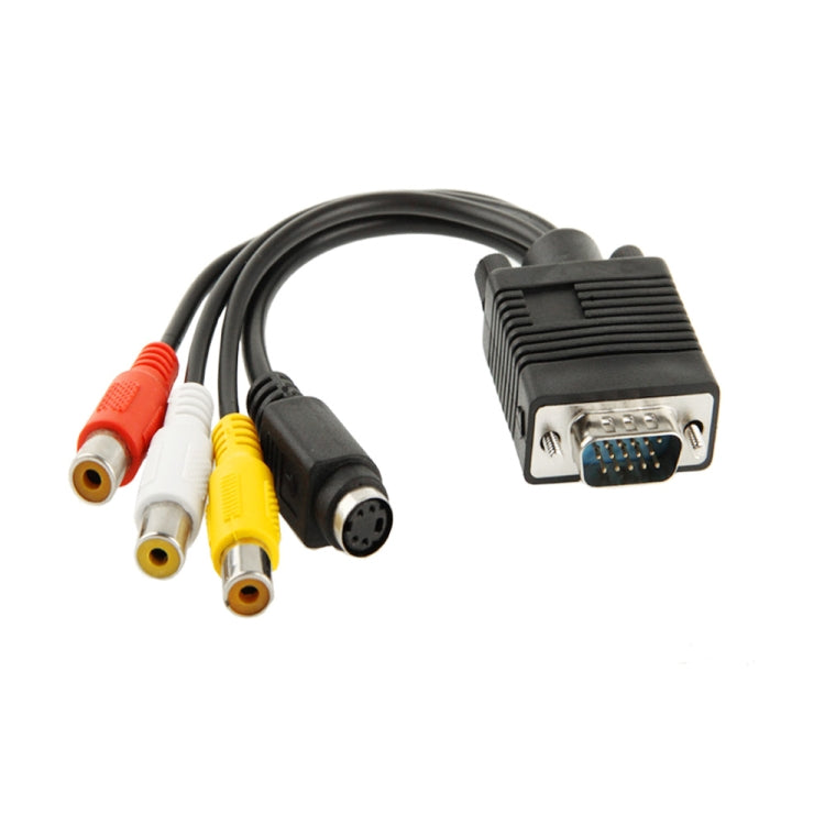 อะแดปเตอร์แปลงสายเคเบิล VGA เป็น S-Video AV RCA TV พร้อมสายสัญญาณเสียง 2 เส้น, VGA to S-Video