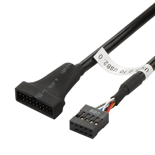 USB 2.0 9Pin เมนบอร์ดหญิงกับ USB 3.0 19Pin ที่อยู่อาศัยสายเคเบิลอะแดปเตอร์ชาย, ความยาว: 15 ซม., 9 Pin Female to 19 Pin Male