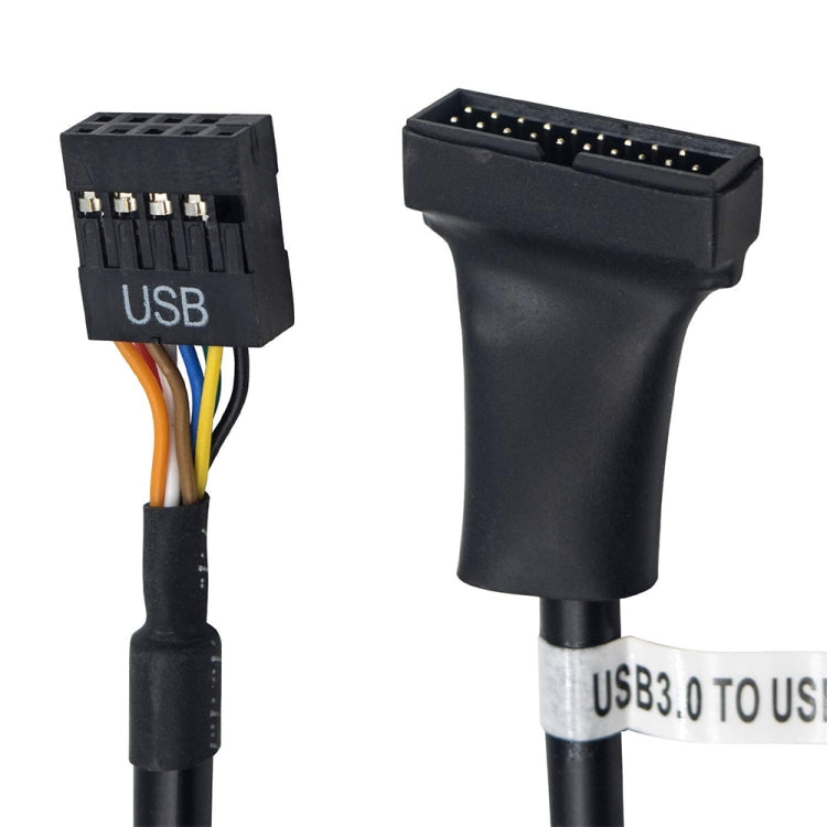 USB 2.0 9Pin เมนบอร์ดหญิงกับ USB 3.0 19Pin ที่อยู่อาศัยสายเคเบิลอะแดปเตอร์ชาย, ความยาว: 15 ซม., 9 Pin Female to 19 Pin Male