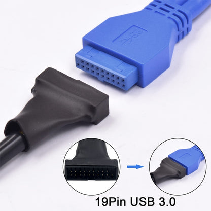 USB 2.0 9Pin เมนบอร์ดหญิงกับ USB 3.0 19Pin ที่อยู่อาศัยสายเคเบิลอะแดปเตอร์ชาย, ความยาว: 15 ซม., 9 Pin Female to 19 Pin Male