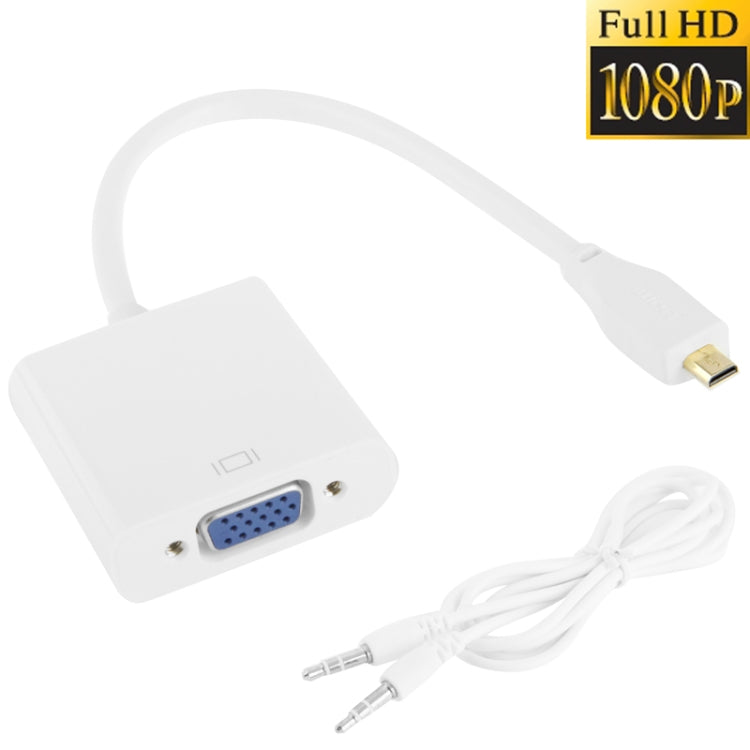 22 ซม.Full HD 1080P Micro HDMI ชายไป VGA หญิงสายอะแดปเตอร์วิดีโอพร้อมสายสัญญาณเสียง, Micro HDMI