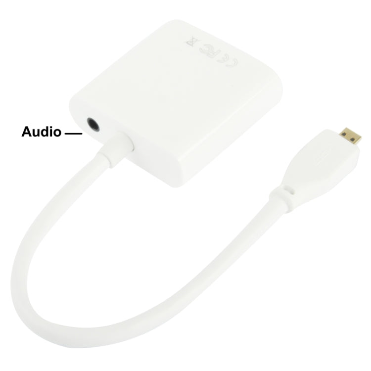 22 ซม.Full HD 1080P Micro HDMI ชายไป VGA หญิงสายอะแดปเตอร์วิดีโอพร้อมสายสัญญาณเสียง, Micro HDMI
