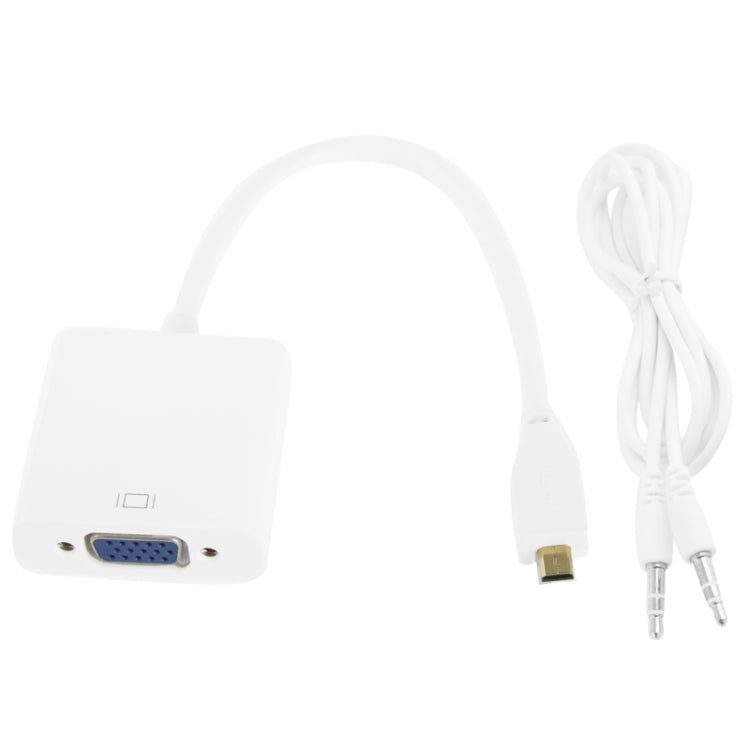 22 ซม.Full HD 1080P Micro HDMI ชายไป VGA หญิงสายอะแดปเตอร์วิดีโอพร้อมสายสัญญาณเสียง, Micro HDMI