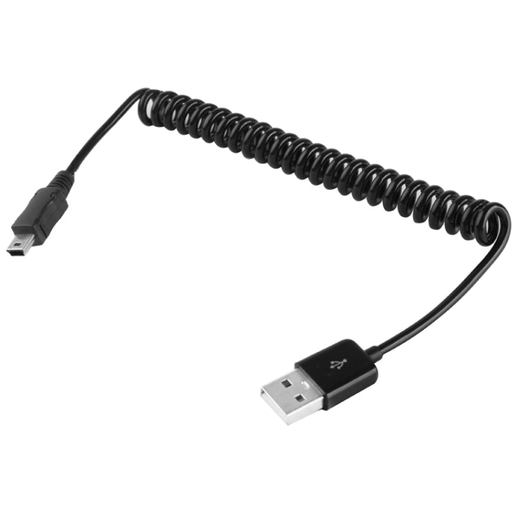 มินิ 5 พิน USB เป็น USB 2.0 AM สายเคเบิลขด / สายสปริง ความยาว: 25 ซม. (สามารถขยายได้สูงสุด 80 ซม.), Mini USB to USB AM, Length: 80cm