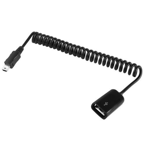มินิ 5 พิน USB เป็น USB 2.0 AF คอยล์เคเบิล / เคเบิลสปริงพร้อมฟังก์ชัน OTG ความยาว: 22 ซม. (สามารถขยายได้สูงสุด 85 ซม.), Mini USB to USB AF, Length: 85cm