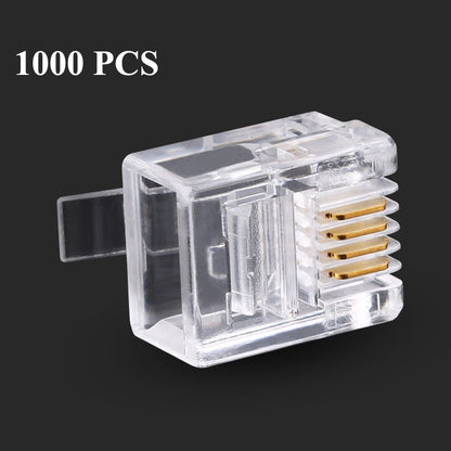 ขั้วต่อโทรศัพท์แบบปลั๊กโมดูลาร์ RJ11 (1,000 ชิ้นในบรรจุภัณฑ์เดียว ราคาต่อ 1,000 ชิ้น)