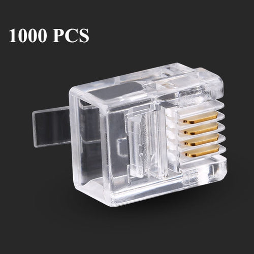 ขั้วต่อโทรศัพท์แบบปลั๊กโมดูลาร์ RJ11 (1,000 ชิ้นในบรรจุภัณฑ์เดียว ราคาต่อ 1,000 ชิ้น)