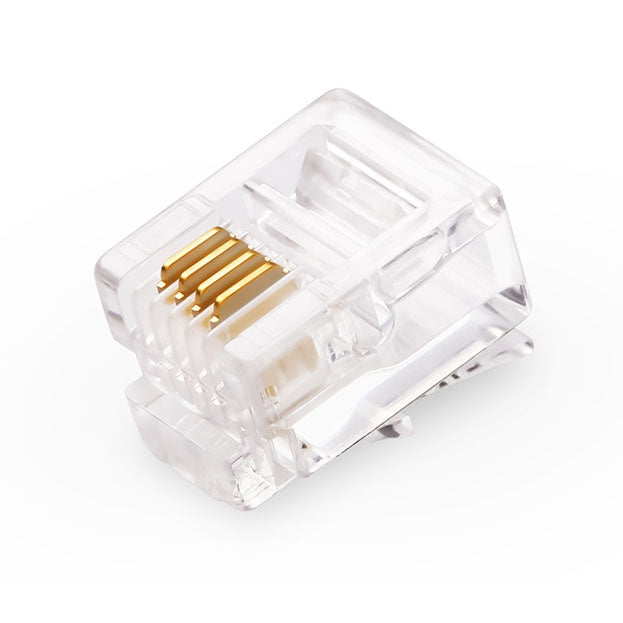 ขั้วต่อโทรศัพท์แบบปลั๊กโมดูลาร์ RJ11 (1,000 ชิ้นในบรรจุภัณฑ์เดียว ราคาต่อ 1,000 ชิ้น)