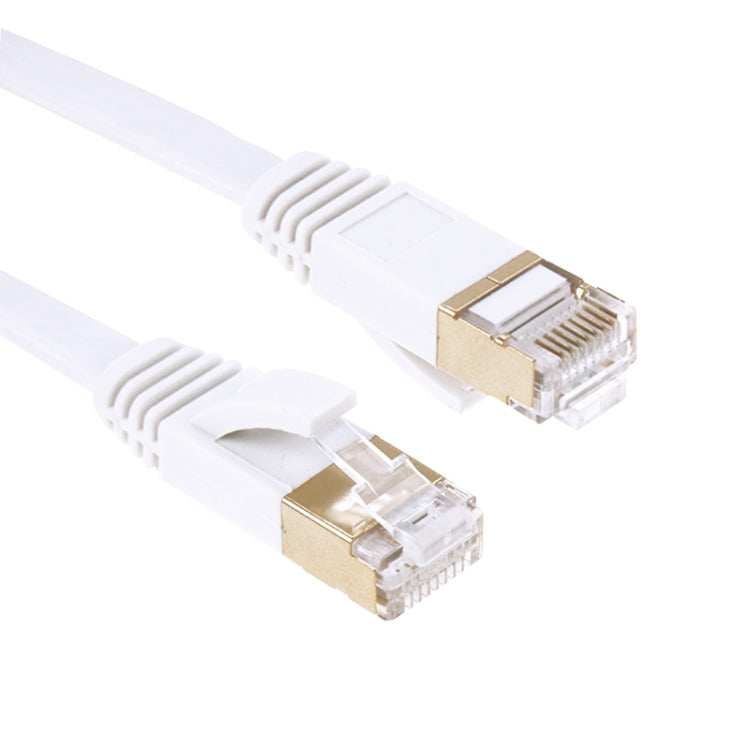 หัวชุบทอง CAT7 ความเร็วสูง 10Gbps สาย LAN เครือข่ายอีเธอร์เน็ตแบบแบนบางเฉียบ, 1m, 2m, 3m, 5m, 10m, 15m, 20m, 25m, 30m