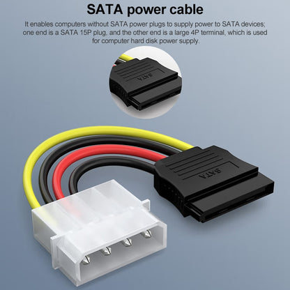 อะแดปเตอร์สายไฟ IDE 4 พินเป็น Serial ATA SATA (15 ซม.) วัสดุ: Al + Mg, 4 PIN IDE to SATA