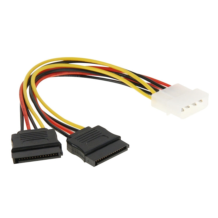 2 x 15 Pin to 4 Pin Serial SATA Power Adapter Cable, ความยาว: 18 ซม, Material: Aluminium + Magnesium, Material: Copper