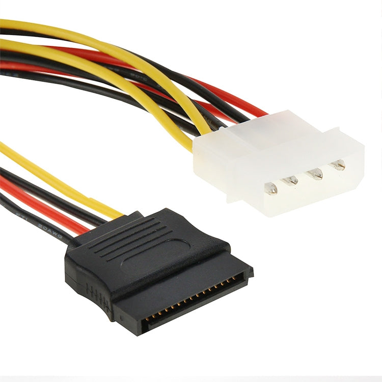 2 x 15 Pin to 4 Pin Serial SATA Power Adapter Cable, ความยาว: 18 ซม, Material: Aluminium + Magnesium, Material: Copper
