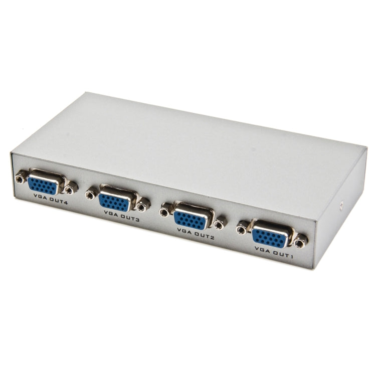 4 พอร์ต 150MHz VGA Splitter (1 อินพุต VGA, 4 เอาต์พุต VGA), 4 Ports Splitter Silver