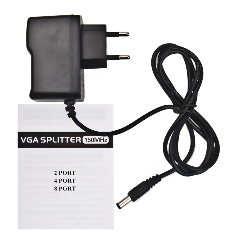 4 พอร์ต 150MHz VGA Splitter (1 อินพุต VGA, 4 เอาต์พุต VGA), 4 Ports Splitter Silver
