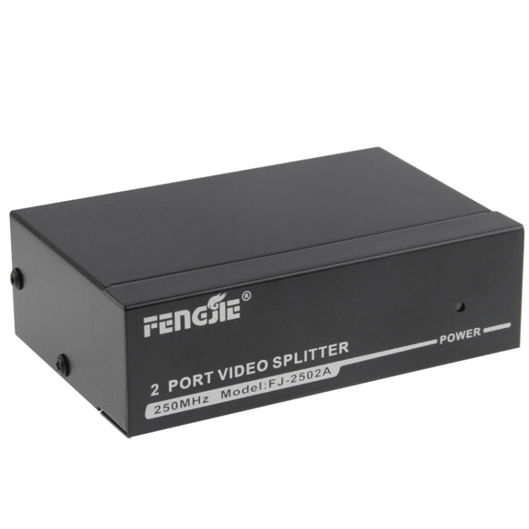 FJ-2502A 2 พอร์ต VGA Video Splitter ความละเอียดสูง 1920 x 1440 รองรับแบนด์วิดท์วิดีโอ 250MHz, 2 Ports Splitter Black