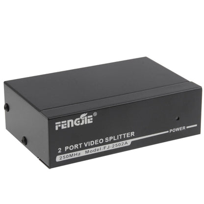 FJ-2502A 2 พอร์ต VGA Video Splitter ความละเอียดสูง 1920 x 1440 รองรับแบนด์วิดท์วิดีโอ 250MHz, 2 Ports Splitter Black
