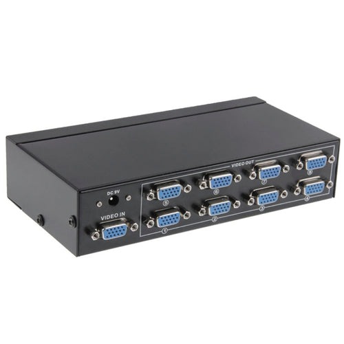 FJ-2508A 8 พอร์ต VGA Video Splitter ความละเอียดสูง 1920 x 1440 รองรับแบนด์วิดท์วิดีโอ 250MHz, 8 Ports Splitter Black