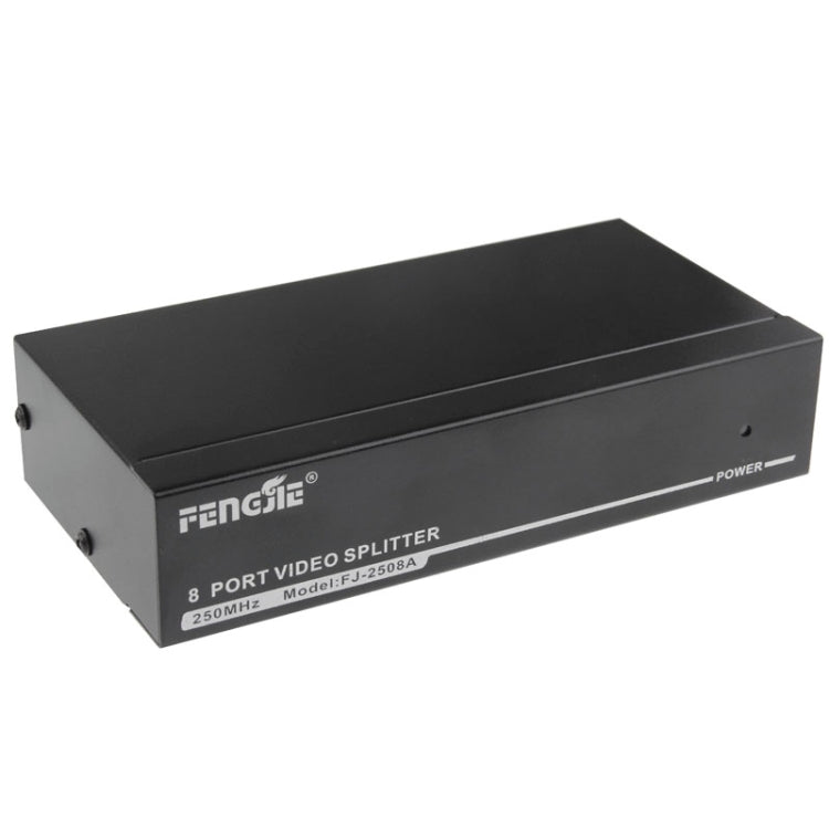FJ-2508A 8 พอร์ต VGA Video Splitter ความละเอียดสูง 1920 x 1440 รองรับแบนด์วิดท์วิดีโอ 250MHz, 8 Ports Splitter Black