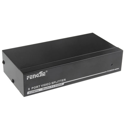 FJ-2508A 8 พอร์ต VGA Video Splitter ความละเอียดสูง 1920 x 1440 รองรับแบนด์วิดท์วิดีโอ 250MHz, 8 Ports Splitter Black