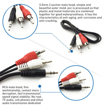 แจ็ค 3.5 มม. สายสัญญาณเสียงสเตอริโอเป็น RCA ชาย ความยาว: ประมาณ 2.7 ม, Length: 2.7m