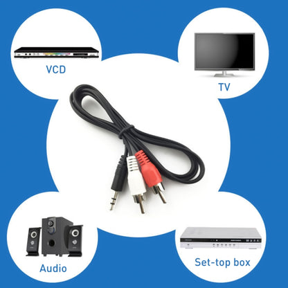 แจ็ค 3.5 มม. สายสัญญาณเสียงสเตอริโอเป็น RCA ชาย ความยาว: ประมาณ 2.7 ม, Length: 2.7m