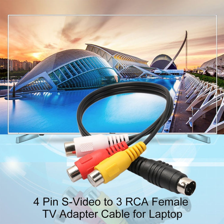S-Video TV 4 พินเป็นตัวแปลง RCA อะแดปเตอร์สายเคเบิล AV ตัวเมีย ความยาว: 20 ซม, S-Video to AV 3RCA Female