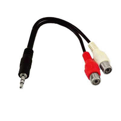 2 RCA Female to 3.5 MM Male Jack Audio Y Cable ความยาว: 20 ซม, 3.5mm to 2 RCA Female