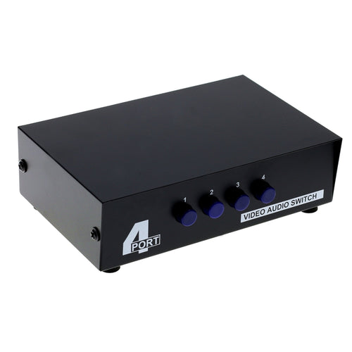 4 พอร์ตอินพุต 1 เอาต์พุตวิดีโอเสียง AV RCA สวิตช์กล่อง, 4 Input 1 Output-