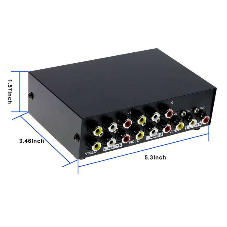 4 พอร์ตอินพุต 1 เอาต์พุตวิดีโอเสียง AV RCA สวิตช์กล่อง, 4 Input 1 Output-