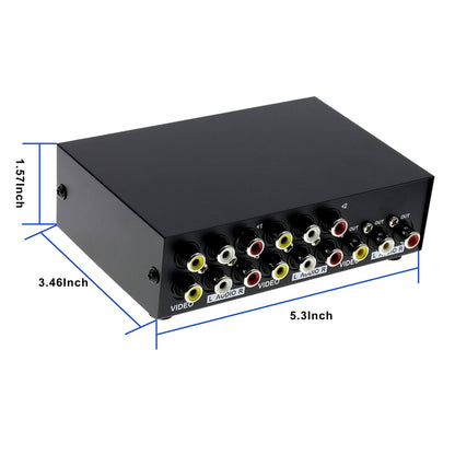 4 พอร์ตอินพุต 1 เอาต์พุตวิดีโอเสียง AV RCA สวิตช์กล่อง, 4 Input 1 Output-