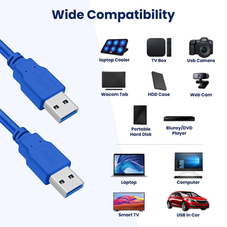 USB 3.0 A Male to A Male AM-AM Extension Cable ความยาว 3 ม, Length: 1m