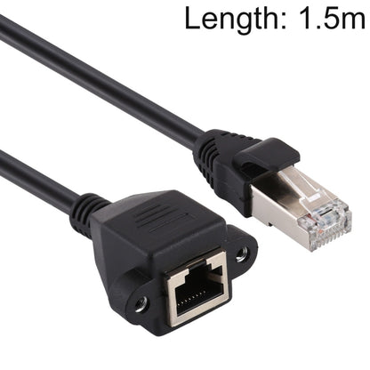 สายเคเบิลต่อขยายล็อคสกรูยึดแผงเครือข่าย RJ45 ตัวเมียถึงตัวผู้ CAT5E ความยาว: 1.5 ม, 1.5m