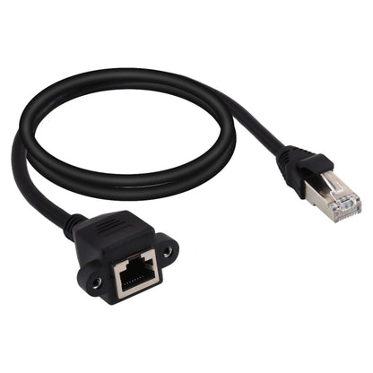 สายเคเบิลต่อขยายล็อคสกรูยึดแผงเครือข่าย RJ45 ตัวเมียถึงตัวผู้ CAT5E ความยาว: 1.5 ม, 1.5m